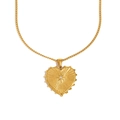Detail der 18K vergoldeten Herz-Halskette mit Sonnenstrahlmuster und kleinem Diamanten - Herz-Anhänger-Halskette mit Zirkonia - Gold