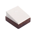 Solid walnut wood necklace display stand with premium cream linen beveled surface - Walnut Base Creamy White Velvet