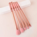 Détail de 5 mini pinceaux de maquillage avec manches à paillettes et poils roses doux - Lot de 5 - Manche Cristal Orange Transparent / Orange