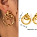 Gold Textured Double Hoop Earrings ZJGE0716
