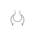 Polierter silberner Hufeisen-Nasenring mit zwei Metallkugeln aus hochwertigem Edelstahl - 0.8*8*3/3mm / Silber/Stahl