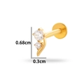 Gouden titanium piercing met twee heldere zirkonen en platte achterkant schijf - Dubbele Zirkoon Stijl (T2511-2#) / Goud