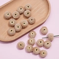 Soft light khaki faux rabbit fur pompom beads with golden metal eyelet for DIY crafts - Khaki