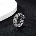 Bague chaîne cubaine scintillante pour hommes avec strass pavés sur fond noir - RG021/Maille Cubaine Large Pavé