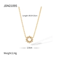 18K gold halo necklace with irregular clear zircon stones and adjustable chain - Gold Zircon Round Style (JDN21095)