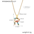 Colorful zircon letter R pendant necklace in gold-plated copper with titanium steel chain - Letter R