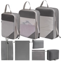 8-piece grey travel organizer set with mesh bags, shoe pouch, and drawstring pockets - 8-Piece Set / Gray