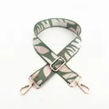 Adjustable woven handbag strap with grey-green leaf pattern and gold metal hooks - A9 Pattern - Silver Buckle