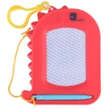 Mini red dinosaur magnetic drawing board for kids with stylus and yellow keychain hook - Dinosaur Solid Red Board