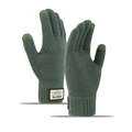 Guanti invernali in maglia verde scuro da uomo con punte touch e fodera calda - Taglia unica / verde pisello
