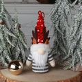 Christmas gnome plush with red sequin hat, reindeer antlers and black striped body decoration - Antler Sequin Male