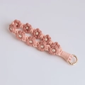 Pink daisy braided phone strap featuring gradient floral weaving and gold metal clasp - Flesh Pink