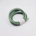 Macro shot of light green 6mm round leather cord with textured finish for DIY bags - Matcha Green