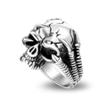 Gothic retro skull ring for men with polished silver finish on white background - US Size 12 / Skull Wrap Ring(SA743)