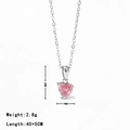 Silver-tone heart necklace featuring a pink 14.5mm zircon pendant and cable chain - Silver-Pink Zircon