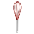 Manual red silicone whisk with stainless steel handle and hanging loop for baking - 12 Inch / Red
