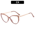 Occhiali cat-eye anti luce blu color tè con stanghette in metallo dorato, variante C4 - Montatura Cachi
