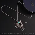 Collana con ciondolo a forma di aquila con perla turchese e catena in acciaio inox - Stile Aquila B (Con Catena in Acciaio da 70cm)