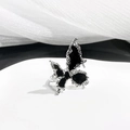 Detail of silver butterfly ring with black faceted stones and lava texture finish - Silver Lava Black Butterfly