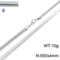 Collana a catena piatta in acciaio al titanio argento 550mm con larghezza 4mm - 550mm x 4mm / Argento (KN203526-Z)