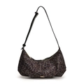 Retro leopard print hobo bag with adjustable strap and matte finish for daily commute - Leopard Black