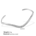 Bracciale rigido aperto a onde in argento acciaio inossidabile con larghezza 3,6 mm - Argento
