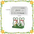 Hohlblumen-Hasen-Silikonform für Osterharz-DIY-Kerzenständer mit Abmessungen - Rechteckige 2-Loch Basis 001