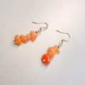Bohemian orange natural stone beaded dangle earrings with gold hooks for women - Red Aventurine