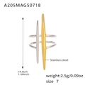 Minimalist two-tone stainless steel ring featuring dual vertical bars in gold and silver - US 7 / Gold and Silver Two-Tone Geometric Style