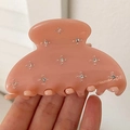 Pince à cheveux élégante en acétate rose corail avec décors de strass en forme d'étoile - Style Zircone / Rose