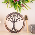 Detailed view of Tree of Life shaman drum with wooden mallet and floral decorations - Tree of Life Drum / 25cm
