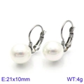 Boucles d'oreilles minimalistes en argent avec perles blanches élégantes pour femme - Blanc Acier