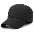 Winter baseball cap for men in charcoal grey wool blend with Sport embroidery - Adjustable / Grey With Sport Logo