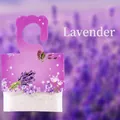 Lavender scented wardrobe sachet featuring a purple hanging hook and herbal content - Lavender