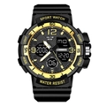 Dual-Display Digital- und Analog-Sportuhr in Schwarzgold mit 50m Wasserdichtigkeit für Jungen - Schwarz Gold (1026)