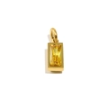 18K gold plated stainless steel rectangular pendant with yellow birthstone - November-Citrine Yellow