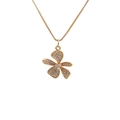 Elegante collar con colgante de flor dorada y circonitas con una fina cadena de caja - Colgante de Flor