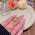 Elegant gold butterfly ring with zircon crystals on a delicate vine-style band - Gold - Four-petal Flower Teardrop CZ