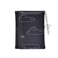 Short black trifold wallet for women featuring a cute white rabbit and bow charm - Black
