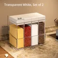 Set aus 2 klaren weißen Gewürzdosen mit 4 Fächern, Deckeln und Serviertabletts für die Küche - Weiß (2er-Pack Sets)