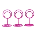 Three pieces of rose red spiral metal photo holders with vertical stand for table cards - Set of 3 / Pink
