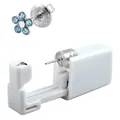 Disposable ear piercing gun with blue flower crystal stud in 316L stainless steel - 51-672 (Silver Blue & White Flower)