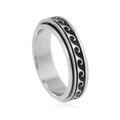 Anillo giratorio minimalista de acero inoxidable con ondas para aliviar el estrés - US 6 / Color Acero
