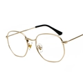 Gafas de sol Harajuku irregulares de metal oro claro con montura de diseño poligonal - Montura Dorada Lente Lisa C8