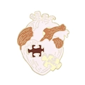 Artistic oil painting heart enamel brooch with puzzle piece and you inscription - Puzzle Heart
