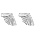 Silver stainless steel ginkgo leaf stud earrings with detailed vein texture for women - 430 Steel Ginkgo Leaf (DZ-317)