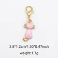 Pink enamel cat charm pendant with lobster clasp for shoes and bags, 3.8 x 1.2 cm - Style 47 Standing Cat