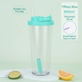 Tiffany blue 880ml Tritan straw cup with retractable straw for boba tea pearls - Teal Blue