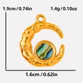 Golden moon pendant necklace with abalone shell inlay measuring 1.9cm x 1.6cm - Gold Frame Abalone Shell Pendant (S2001-G-B)