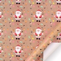 Carta kraft marrone vintage con Babbo Natale colorato e Merry Christmas per pacchi regalo - Babbo Natale